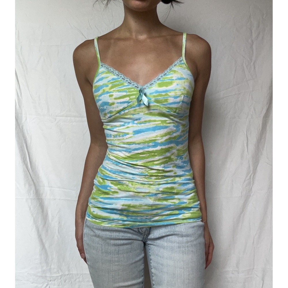2000s Candie's Tie Dye Lace Cami Tank Y2K Fairy Playground Prep Indie Mcbling